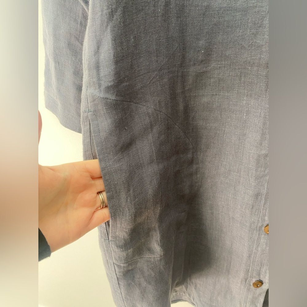 Vikolino European Linen Shirt Dress S Small Gray Lagenlook Button Down Classic - Picture 9 of 10